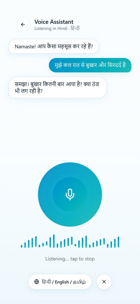 Voice assistant conversation in Hindi with a language switcher